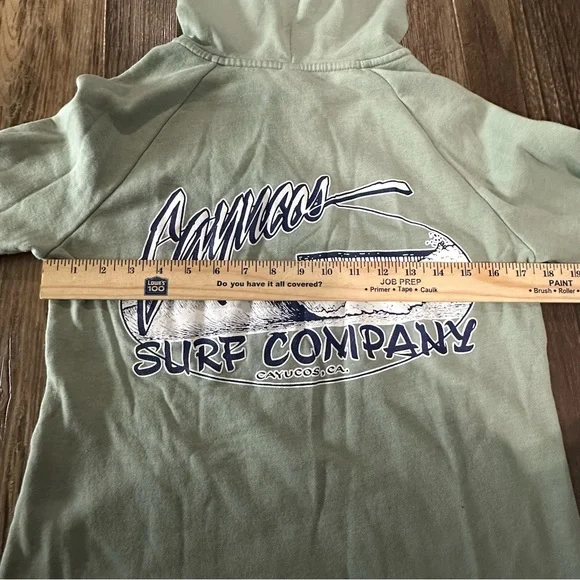 Cayucos Ca SURF COMPANY sage green hooded zip up sweatshirt Women's XS soft - Picture 7 of 8